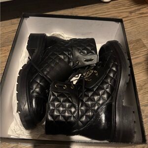 CHANEL Black Quilted Ankle Boots